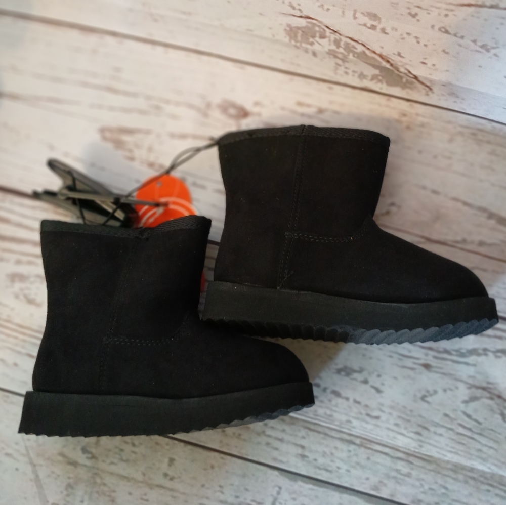 Wonder Nation Toddler Girl Faux Suede, Faux Shearling Boots Black Size 11